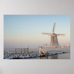 Impression sur affiche d'un moulin à vent dans la