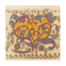 Coeur d'art populaire avec feuilles et fleurs