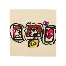 Impression Sur Bois French bulldog hearts  