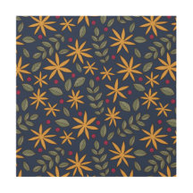 Motif floral doré, dessin botanique