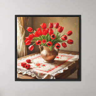 Impression sur toile 40x40 cm Tulipes rouges