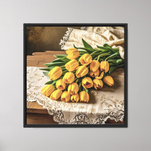 Impression sur toile 40x40 Jaunes Tulipes