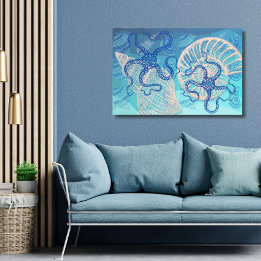 Impression sur toile Abstract Deep Blue Sea 36"x24