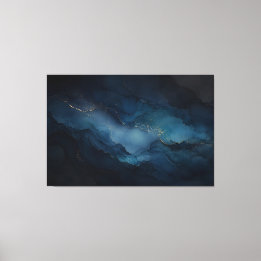 Impression sur toile abstraite Deep Tide Teal Gold