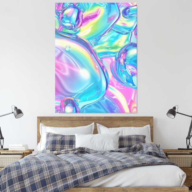 Impression sur toile abstraite en chrome liquide é (Insitu(Chambre))