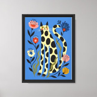 Impression sur toile aquarelle chat & fleur
