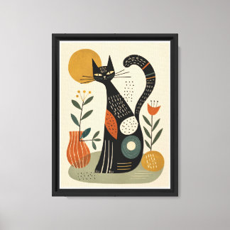 Impression sur toile aquarelle chat & fleur