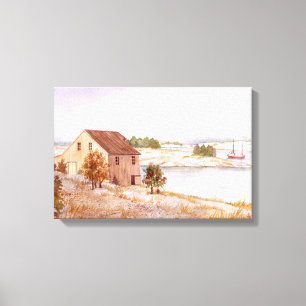 Impression sur toile aquarelle de la maison du pêc