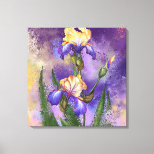 Impression sur toile avec fleurs d'iris