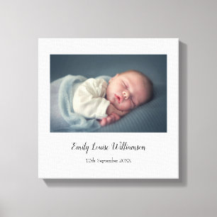 Impression sur toile avec nom de bébé en écriture 