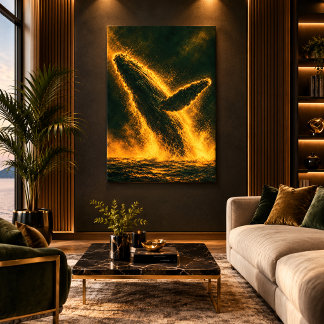 Impression sur toile Baleine Ambre Émergente