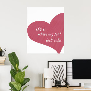 Impression sur toile Citation Cœur Rose Âme Calme