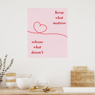Impression sur toile Citation Cœur Rose Garde Ce Q