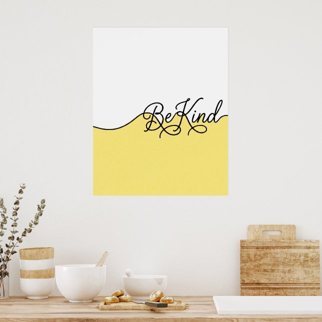 Impression sur toile cursive jaune et blanc Soyez  (Cuisine)