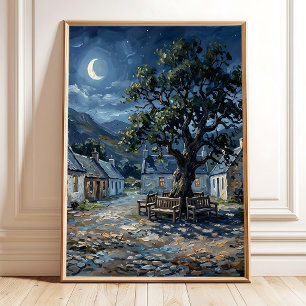 Impression sur toile d'art mural de village toscan