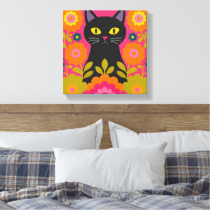 Impression sur toile d'art populaire Chat Noir Col