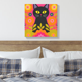 Impression sur toile d'art populaire Chat Noir Col