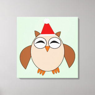 Impression sur toile de chouette de Noël mignonne