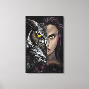Impression sur toile de femme hibou