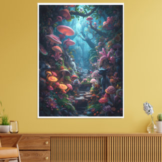 Impression sur toile de forêt psychédélique