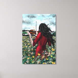 Impression sur toile de la dame au violon Sonate d