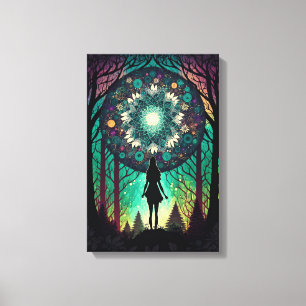 Impression sur toile de la forêt mandala psychédél