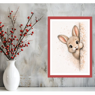 Impression sur toile de lapin mignon qui regarde -