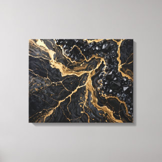 Impression sur toile de luxe en marbre noir et or