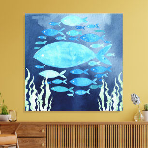 Impression sur toile de poissons dans la mer