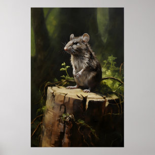 Impression sur toile de rat gris sur souche dans l