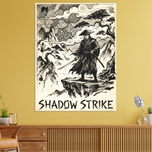 Impression sur toile d'encre d'art samouraï Shadow