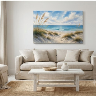 Impression sur toile d'herbe côtière   Océan Horiz
