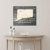 Impression sur toile du contour du Connecticut