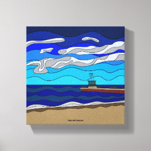 Impression sur toile du lac Michigan (20x20 cm)