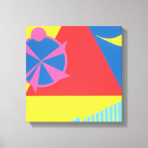 Impression sur toile d'un moulin à vent rose abstr