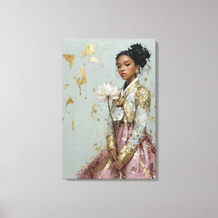 Impression sur toile d'une fille en Hanbok moderne