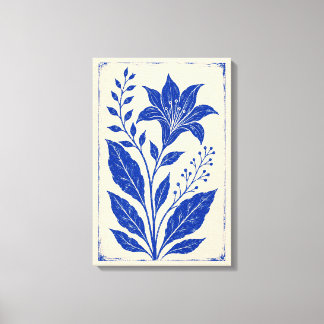 Impression sur toile en linogravure botanique Lily