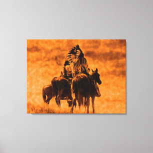 Impression sur toile encadrée de guerriers Cheyenn