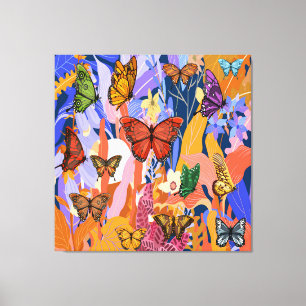Impression sur toile étendue de jardin de papillon