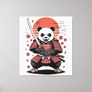 Impression sur toile étirée de Panda Samouraï ours