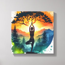 Impression sur toile étirée silhouette de méditati