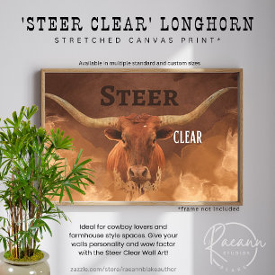 Impression sur toile étirée 'Steer Clear' Longhorn
