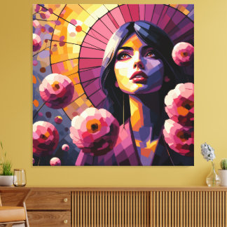 Impression sur toile Femme Florale