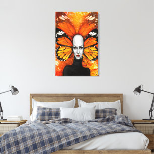 Impression sur toile Femme Papillon