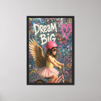 Impression sur toile Fille au vélo Ange Rêve Grand