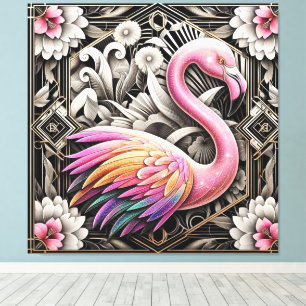 Impression sur toile flamant rose Art déco
