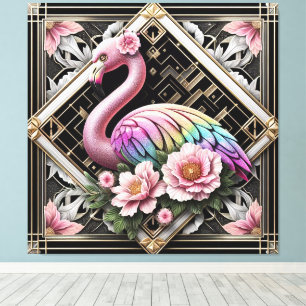 Impression sur toile flamant rose Art déco