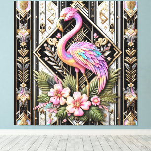 Impression sur toile flamant rose Art déco