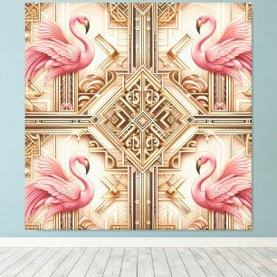 Impression sur toile flamant rose Art déco