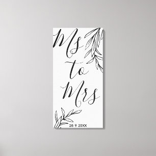 Impression sur toile Floral Ms à Mrs pour la fête